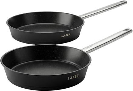 Lafer Johann Pfannenset 2-teilig 24 & 28cm Edelstahl 18/10 Antihaftpfannen, PFAS-frei, kratzfest, energiesparender Kapselboden, für alle Herdarten Induktion, backofenfest spülmaschinengeeignet