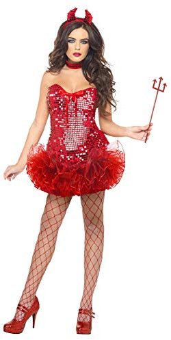 Smiffys, Fever, Damen Teufel Kostüm, Tutu-Kleid, Hörner und Halsband, Größe: M, 38872