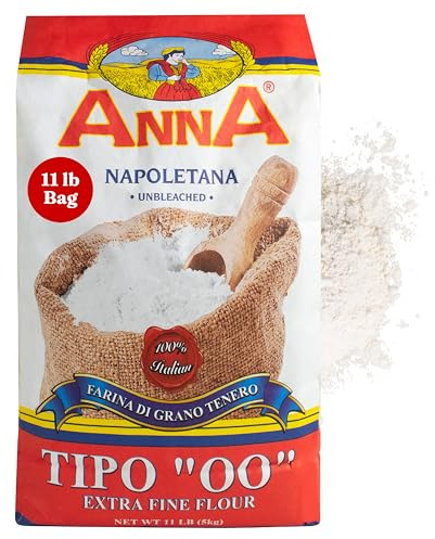 Cento Anna Tipo 00 Flour, 11 Lbs., Extra Fine, Unbleached, Soft Wheat Flour, Perfect for Pizza Crust, Pasta & Bread, Grown and Processed in Italy