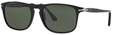 Persol Unisex PO3059S Square Sunglasses, Black/Green, 54 mm