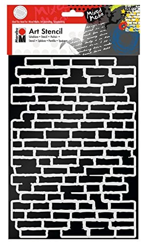 Marabu 0285000000001 - Art Stencil, Motivschablone für effektvolles Schablonieren auf Papier, Keilrahmen, Holz und Textilien, PVC - frei, lasergeschnitten, wiederverwendbar, DIN A4, Bricks