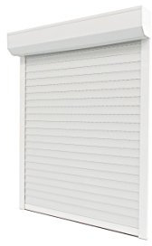 Kit complet de volet roulant en aluminium 45°, 1200 mm de haut avec récupérateur Blanc RAL 9010