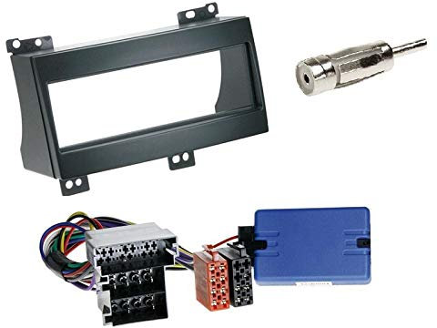 1 DIN Radio Einbauset mit Lenkradfernbedienung für Kia Ceed_sw (ED) Kombi 06/2007-08/2009 schwarz