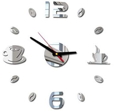 orologio da parete adesivo silenzioso DIY,JIJI886 Preciso Facile da Montare Effetto 3D Riempire Vuoto Parete Moderno Adesivo Orologio Parete Decorazione per Casa, Ufficio, Hotel (Argento)