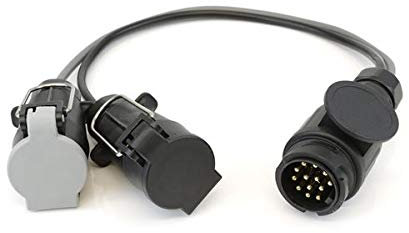 Netagon Twin Electric (12N/12S) Car to Caravan/Trailer Towing Adaptor - 7-PIN TO 13-PIN (W/LID ON 7-PIN PLUGS) Extension Cable Adaptor Lead Connector Socket Plug