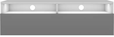 Selsey REDNAW - TV-Schrank / TV-Board stehend / hängend, 100 cm breit (Weiß Matt / Grau Hochglanz mit LED)