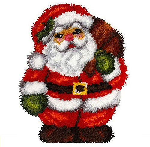 MIAOLLUN Latch Hook Rug Kits, 3D Printed Canvas Christmas Santa Decor Crochet Tapis Needle for Carpet for Crafts 20.4 X 15.0,Santa Claus