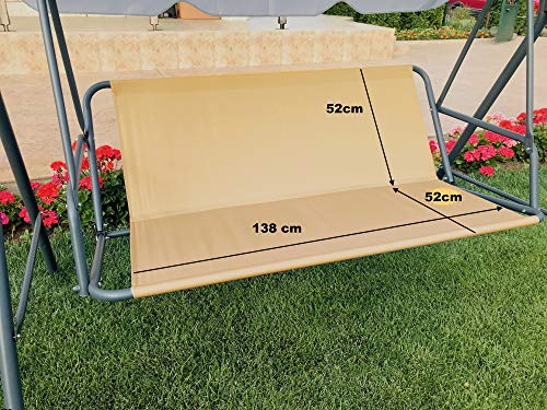 PETELA Replacement Swing Seat Cover Hammock Chair Garden Furniture Swing Chair Outdoor Chair Covers Bench Cover (138cm x 52cm x 52cm, Beige)