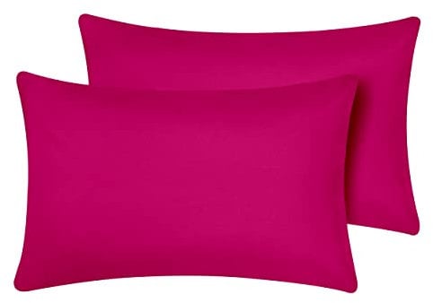 Oxford Homeware Pink Pillow Cases 2 Pack Brushed Microfiber – Standard Pillowcases Fade Resistant Pillow Cover Envelope Closure Pillow Covers (50 x 75 cm)