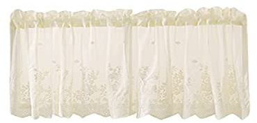 Betos - Mezze tende corte in voile con pizzo, ideali per cucina, bar, cucina e bagno (1 pannello da 137 x 61 cm, beige)