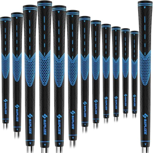 SAPLIZE G30 Classic Series Rubber Golf Grips, 13 Grips, 4 Colors Available, Standard/Midsize/Oversize Anti-Slip Rubber Golf Club Grips