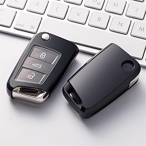 YJADHU TPU Herren Damen Schlüsselanhänger Schlüsselanhänger Autoschlüssel Etui, passend für Seat Leon Ibiza MK2 MK3 5F 6L 6J FR Ateca,Schwarz Nur Etui