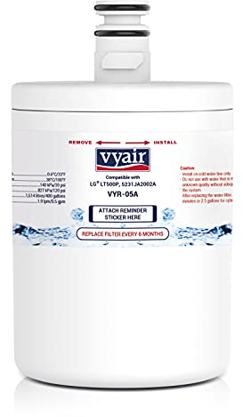 Vyair VYR-05A Fridge Freezer Water Filter Cartridge Compatible with LG LT500P 5231JA2002A 5231JA2002B, GEN11042FR-08 GEN11042F-08, ADQ72910901, ATAG AK100V 6572447 88009234 (1)