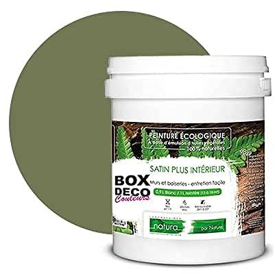 BOX DECO COULEURS Pintura de pared natural ecológica con aspecto satinado interior Natura – 1 l/13 m², verde caqui