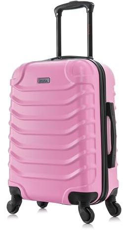 InUSA ENDURANCE Luggage with Spinner Wheels | Durable Lightweight Hardshell Suitcase, Spacious Travel Bag with Handle and Trolley | 20-Inch Carry On Small Luggage | Pink