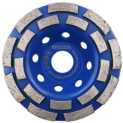 HIGHDRIL Mola a Tazza Diamantata 115mm - Doppia Fila Disco Abrasivo Diamantato Doppie File per Levigatura e Lucidatura di Calcestruzzo Muratura Granito Marmo Pietra Naturale