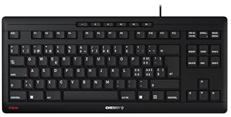 CHERRY STREAM KEYBOARD TKL, clavier mécanique filaire sans pavé numérique, Disposition suisse (QWERTZ), Frappe silencieuse, Sensation de frappe unique, Noir