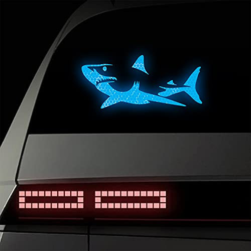 Vesvory 2 Stück Hai Autofenster-Aufkleber, stark reflektierende Aufkleber, Meerestier-Aufkleber, Auto-Aufkleber, Vorsicht, reflektierende Aufkleber, Hai, Stoßstangen-Aufkleber für Auto, LKW, Wände