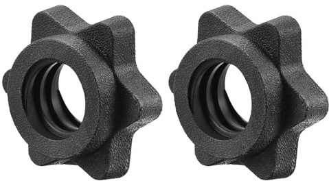 sourcing map Dumbbell Hex Nut, 2Pcs M25 Plastic Anti-Slip Lock Collar Screw for Barbell Dumbbell Weight Lifting Black