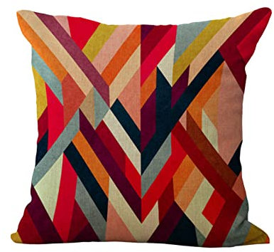 Kissenbezug 45x45 Rot Orange Geometrisch Kissenhülle 45x45 Sanft Baumwolle und Leinen Kissenbezug mit Reißverschluss Kissenbezüge Sofakissen Knitterfreie Starke Atmungsaktivität 1 Pcs