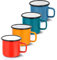 Herogo Enamel Mug, Camping Coffee Mug Set of 4, Red/Blue/Green/Yellow, 350ml Vintage Tea Cups for Home Garden Travel, Christmas Cups and Mugs for Hot Drink, Reusable & Portable