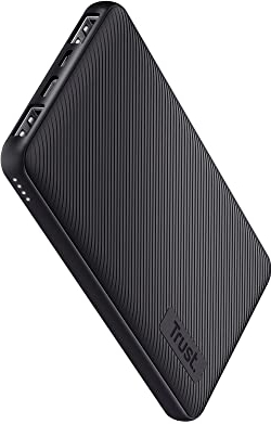 Trust Mobile Primo Dünne Powerbank Schnellladefunktion 10000 mAh, Nachhaltig, USB C Externer Akku, Tragbares Ladegerät 3A, Power Bank Handy, Smartphone, iPhone, iPad, Samsung, Xiaomi, Tablet