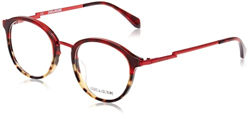 ZADIG&VOLTAIRE VZV315 Brille, Shiny Red Havana+Opal Honey, 49 für Damen, Shiny Red Havana + Opal Honey
