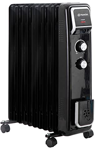 PowOn Ölradiator 2500 Watt mit Wäschetrockner & Luftbefeuchter - 49x24x62 11 Rippen Elektroheizung Energiesparend - Öl Radiator Heizkörper Elektrisch Elektrische Heizung Ölradiator Energiesparend