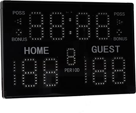 Anzeigetafel-Timer Elektronische, 11 Ziffern mit Eingebautem Lautsprecher LED Anzeigetafel Elektronisch Tischanzeigetafel für Basketball, Baseball, Fußball, Multisport(100–240V, EU-Stecker)