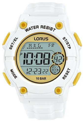 LORUS Orologio digitale al quarzo da uomo con cinturino in silicone, Bianco - R2337PX9