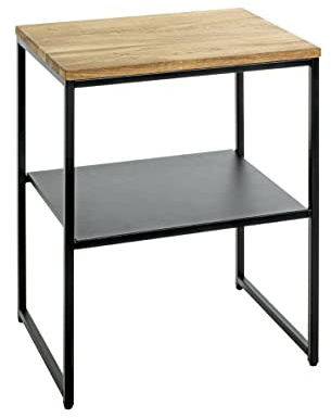 HAKU Beistelltisch Massivholz Eiche Metall schwarz Couchtisch Holz Sofatisch - Maße: B 45 x H 60 x T 35 cm Style: Modern