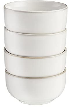 Cooks Professional Set of 4 Nordic Dipping Bowls with Reactive Glaze | 11cm Small Modern Stylish Ceramic Stoneware Side or Dip Bowls | Microwave, Dishwasher, Oven & Freezer Safe Dinnerware | White