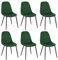 Lestarain 6er Set Esszimmerstühle, ergonomischer Küchenstuhl, Polsterstuhl mit Samtbezug, Wohnzimmerstuhl mit Metallbeinen, Design Stuhl für Schlafzimmer Wohnzimmer, Dunkelgrün, LCNI114003-6