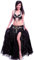 Bauchtanz Kleidung Spaghettiträger Tanzkleider Bauchtanz kostüm Damen Tanzkleidung Frauen Tanzen BH und Gürtel Slit Rock Lang Damen Anzug (XL,Black)