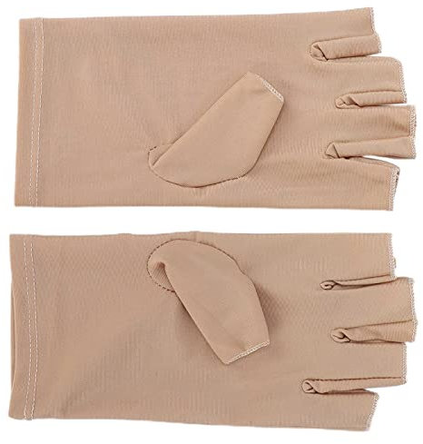 Anti UV Manicure Gloves, Professional UV Protection Gloves Soft Skin Friendly Home Nail Salons (Beige)