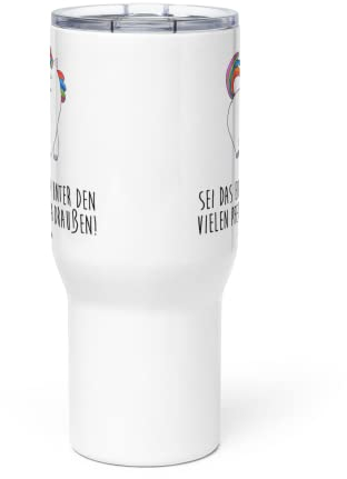 Mr. & Mrs. Panda XXL Thermobecher Einhorn Stolzieren - Geschenk, Unicorn, Einhörner, Autobecher, Jumbo Becher, Reisebecher, Reiten, Großer