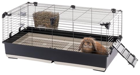 Ferplast Gabbia per Conigli TOMMY 100, Coniglio, Porcellino d'india, Conigliera con Griglia e Abbeveratoio Conigli, 99,5 x 53 x h 48 cm, Tetto Apribile, in Metallo Verniciato e Plastica