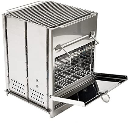 SilteD Tragbarer Holzofen für den Außenbereich, Camping, Mini-Klappofen, Edelstahl, BBQ, Holzofen, Grill