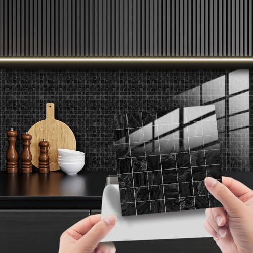 HORIWE Adesivi per piastrelle, 10 x 10 cm, 20 pezzi, in PVC, autoadesivi, impermeabili, per cucina, armadio, mobili, tavolo..