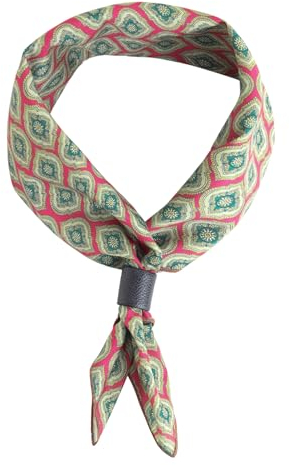 Herren quadratische Halstuch mit Leder Loop Multifunktionstuch Kopftuch Nickituch Bandanas Trachtentuch Bandanas Vintage Retro 60x60 cm - Druckmuster Symmetrie Rot