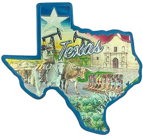 Mad Mags Texas Lone Star State Metallic-Magnet, Alamo und Longhorn, Souvenir, 6,3 cm