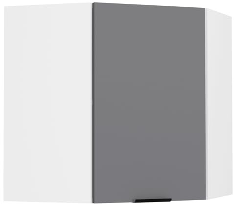 VCM Küchenhängeschrank 57x57x60 cm 1 Tür 2 Fächer Küche Wandmontage | Platzsparende Ecklösung für die Küche - Verstauen von Geschirr und Vorräten - Für kleine Küchen - Wandmontage möglich
