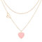 Linawe Pink Heart Choker Layered Necklaces for Women, Rose Gold Pendant Stainless Steel Chain Necklace, Y2K Preppy Stacked Necklaces, Chunky Double Heart Lover Necklace Jewellery
