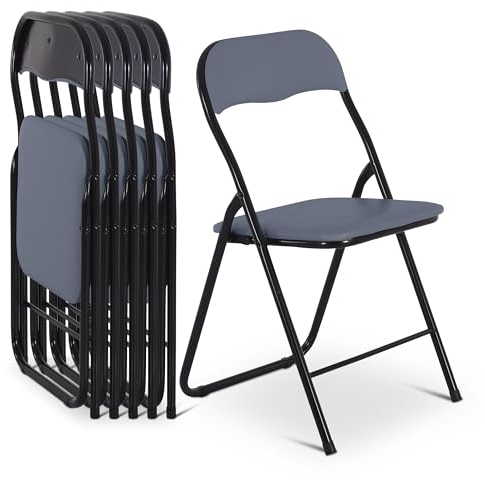 Raburg Klappstuhl Set, Gästestuhl klappbar, 6er-Set - gepolstert, leicht und bequem, Belastbarkeit 110 kg, Stabiler Metallrahmen, zum Klappen, für Gäste, Event & Party, Felix, Grau/Schwarz