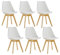 TTATC Lot de 6 Chaises de Salle à Manger avec Pieds en Bois de Hêtre Massif, Chaises de Cuisine au Design Rétro, Chaises de Bureau en Bois avec Siège Rembourré, Blanc