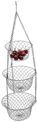 Wire Hanging Fruit Basket 3 Tier Hanging Vegetable Basket Heavy Duty Wire Vegetable and Fruit Storage Basket for Kitchen Restaurant