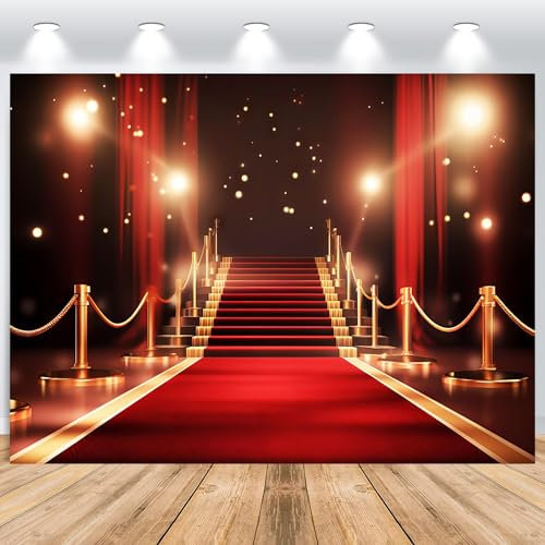 ASDCXZ Teppich, Rot, goldfarben, 2,2 x 1,5 m, Film, Party, Fotografie, Hintergrund, Abschlussfeier, Abschlussball