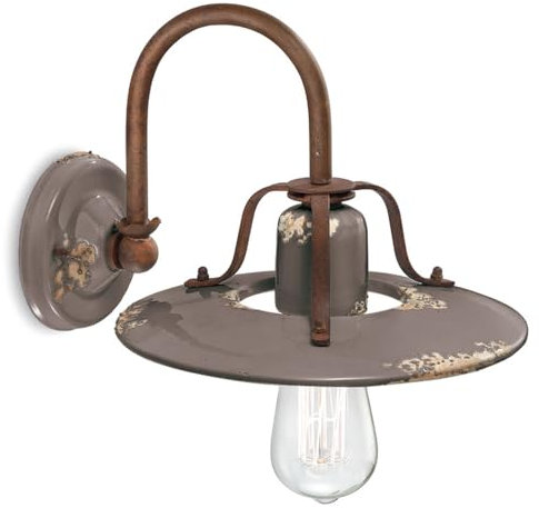 Licht-Erlebnisse Wandleuchte Keramik Metall E27 B: 25 cm Taupe Shabby Antik Rostbraun Vintage Design Wandlampe Wohnzimmer Küche Keramikleuchte NICOLA