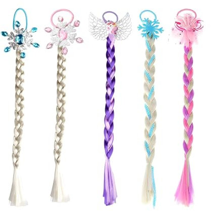 HEOUCH 5 Stück Bunte Haarsträhnen Kinder, Schneeflocken Haarsträhnen zum Einflechten, Realistischer Stil, Schellack Haarschmuck Mädchen, Bringen Sie Mehr Farbe und Spaß in Ihr Haar und Ihr Leben