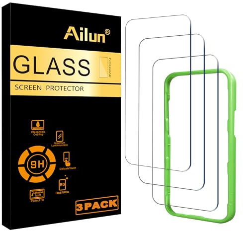 Ailun 3 Pack Screen Protector for iPhone 17 / iPhone 16 Pro [6.3 inch] with Installation Frame, Tempered Glass, Sensor Protection, Dynamic Island Compatible, Case Friendly